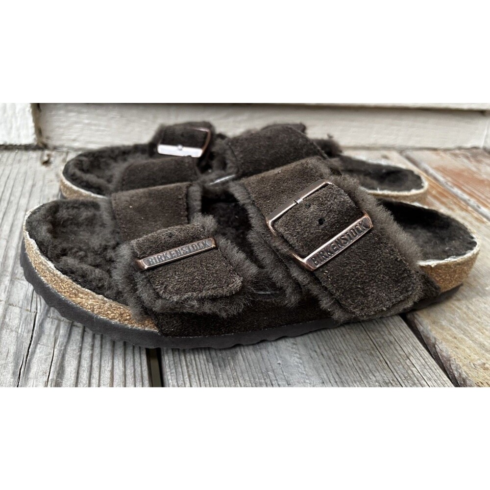 Birkenstock Arizona Women's 7 Narrow Shearling Sandals Mocha Suede